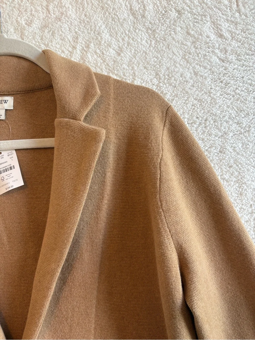 J. Crew Factory Schoolboy Sweater Blazer Heather Acorn 100% Cotton Large NWT